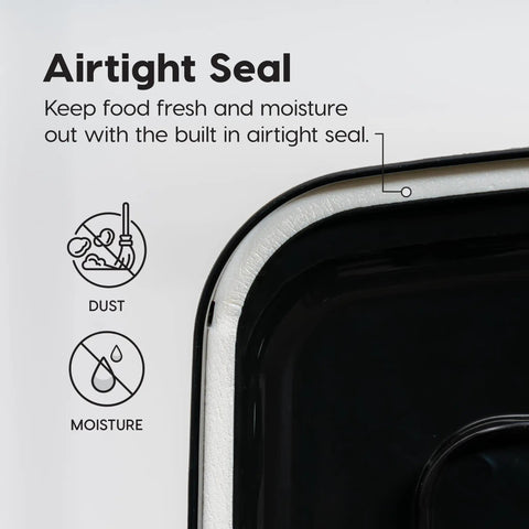 Zero Fuss Built Tough Pet Food Storage Container Keeps Dry Kibble Crisp All Week Long Smoke Black Airtight Lidded Bin Holds Fifty Eight Pounds Made In Usa For Cats And Dogs