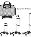 Detachable Dolly Sewing Machine Case With Rolling Tote And Removable Bottom Pad for standard sewing machines, gray dots design
