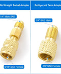 Must Have AC Refrigerant Charging Hose Kit With 59 Inch Low Pressure Hose And Gauge Set R410A mini split adapter closeup