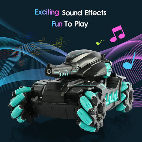 Hand Controlled RC Tank That Shoots BBS And Water Bullets, 2.4GHz Gesture Sensor with sound effects background.