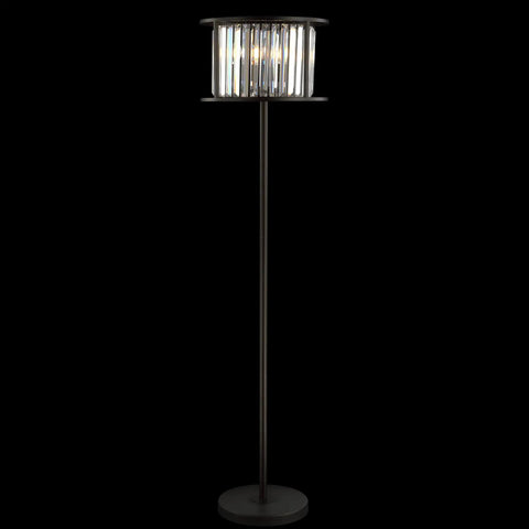 Oil Rubbed Bronze 63-Inch 3-Light Floor Lamp With Metal Frame And Crystal Accents, Glam Contemporary Standing Light For Living Room