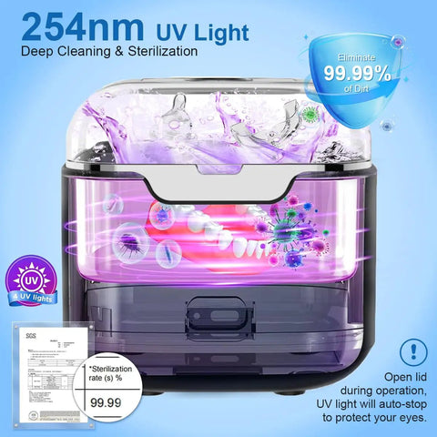 Dope Ultrasonic Retainer Cleaner Machine With 48kHz Power 4 Modes And Timer 240ML Dental Pod for deep cleaning with UV light