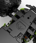 Bottom view of Rugged Dino Theme RC Monster Truck For Kids Ages 4 To 12 Blazing 20kmh Speed All Terrain Off Road Crawler Chassis