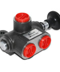 Heavy Duty Manual Hydraulic Selector Valve Three Way Two Position With 21 GPM Flow Cast Iron Construction Open Crossover