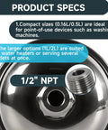 Mini Thermal Expansion Tank 0.5L Stainless Steel Water Hammer Arrestor with Half Inch Mnpt Threads showing threaded NPT connection.