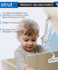 Child opening toy chest with Two Pack Heavy Duty Lid Hinges For 50 Pound Wooden Boxes And Toy Chests With Soft Close, Zinc Alloy Chrome Finish