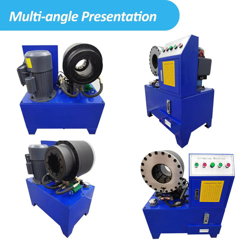 Multi-angle view of the Badass Electric Hydraulic Hose Crimper Rock Solid Press Machine With 10 Tight Die Sets for precise crimping.