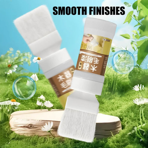 Quick Restoration Wood Paint for Cabinets and Furniture, 180g, shown with brush applicator in outdoor setting