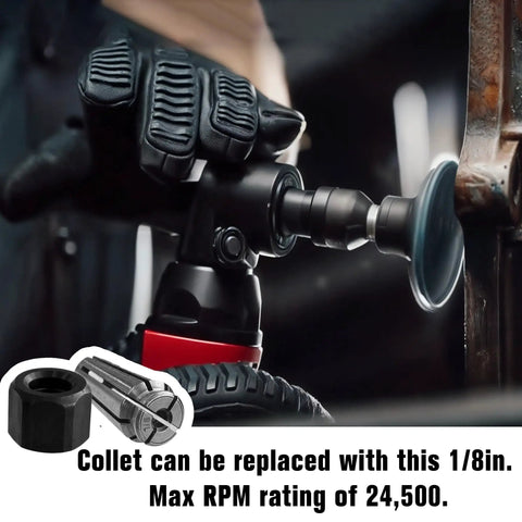 One Eighth Inch Collet And Nut Assembly Replacement Part For OEM 2485 20 2486 20 shown with power drill in use