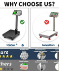 Pro Grade Digital Platform Scale For Packages And Luggage, 661 Lb Capacity, 0.1 Lb Precision, Commercial Scale With Price Computing