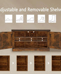 Rustic Brown Entryway Shoe Bench With Doors Cushioned Seat 2 Tier Shoe Rack With Six Cubbies 31.5 Inch L 13.8 Inch W Cabinet