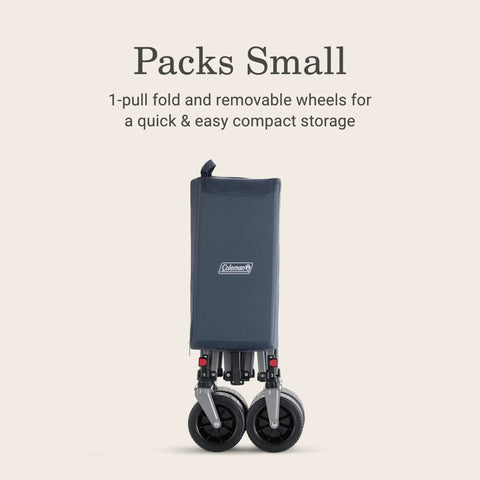 XL Collapsible Wagon Heavy Duty 400 Lb Capacity With 50 Gallon Utility Cart shown folded with removable wheels for compact storage.