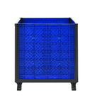 Heavy Duty Collapsible Bulk Container With Easy Access Doors Rock Solid HDPE Storage Tote Built Tough Stackable 600 Pounds Capacity Blue Industrial Bin Side View
