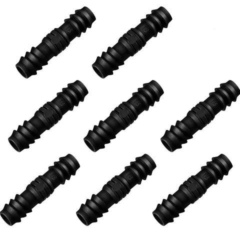 8 Piece Half Inch Drip Irrigation Fittings Kit Inline Barb Hose Connectors DIY Ready Heavy Duty Plastic Tubing End Stop