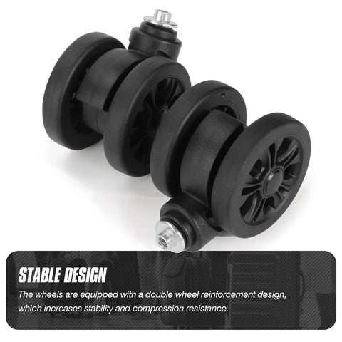 2 Pack Luggage Wheel Replacement Set For Suitcases, 55 Mm Diameter, 25 Mm Axle, Universal Silent 360 Degree Spinner Wheels For DIY Repair, Black LN2