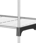 Close-up of metal shelf frame from Four Tier Closet Tower Organizer Freestanding Storage Unit For Clothes And Shoes.
