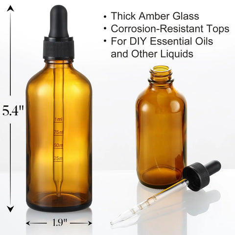 4 Oz Dark Amber Glass Dropper Bottles 120 Ml Calibrated Eye Droppers Leakproof Tincture Vials And Essential Oil Containers Slick Silicone Tips For Zero Mess Flow Built For Your Daily Wellness And Beauty Projects