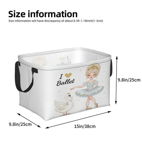 Rectangular Waterproof Fabric Storage Basket Featuring A Snazzy Printed Design, 15x9.8 inches, ideal for organizing ballet toys.
