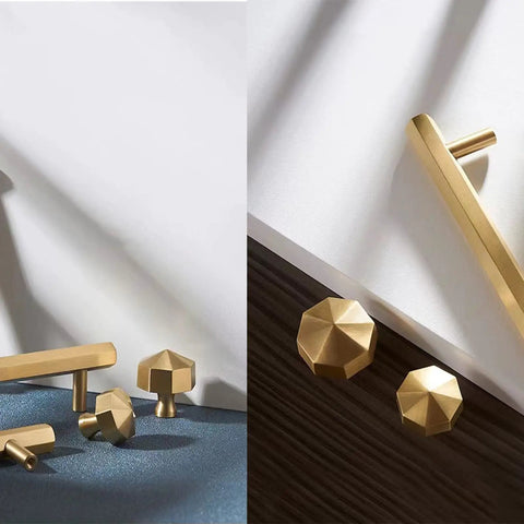 Solid Brass Knobs Set In Brushed Gold Finish For Cabinets Dressers And Drawers Contemporary Euro Style Drawer Handles 8 Pack