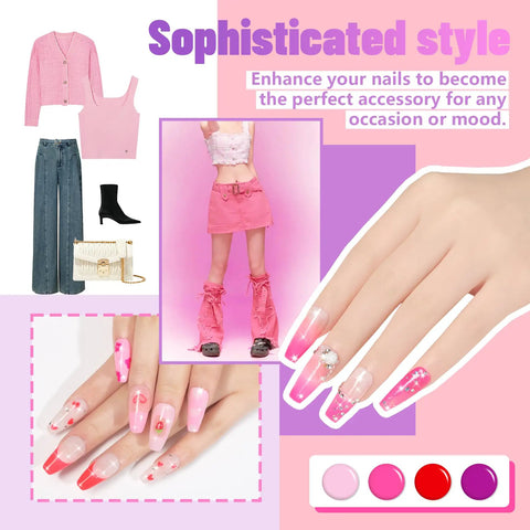 24 Color Hema Free Solid Gel Nail Polish Kit With Ombre Gel Polish in pink and accessories for a chic style enhancement