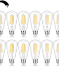 Vintage LED Edison Bulbs 60 Watt Equivalent Dimmable ST58 Filament Lights Old School Glow Warm White 3000K 12 Pack displayed