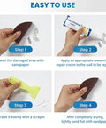Step-by-step guide showing how to use the Three Pack Drywall Patch Repair Kit For Holes And Cracks, Spackle Paste Included.