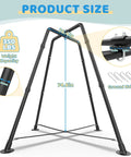Sturdy Heavy Duty Swing Frame Stand For Kids And Adults Up To 330 Lbs Fits Most Swings For Indoor And Outdoor Use Ground Stakes For Extra Stability Black Backyard Ready All Weather with product dimensions