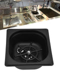 Heavy-Hitter Square Glass Rinser And Sink Sprayer, Solid Stainless Steel Auto Cup Washer With Multi-Angle Quick Cleaning Rig For Bars Restaurants And Coffee Shops, Sleek Matte Black Flex view from above showing black basin and nozzle.