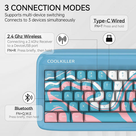 Premium Sixty Five Percent Wireless Mechanical Keyboard Featuring Slick Aluminum Body, Gasket Mount Feel, Hot Swappable Switches, Full Spectrum Rgb, Plus Dual Wireless And Usb C Input For Top Tier Pc Gaming Runs with connection modes