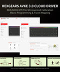 HEXGEARS AVKE 3.0 Cloud Driver software interface showcasing customization options for Ridiculously Snappy 68 Key Mechanical Gaming Keyboard.