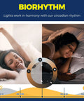 Two women sleeping, one in the morning and one at night, illustrating biorhythm and lighting synchronization with circadian rhythm.