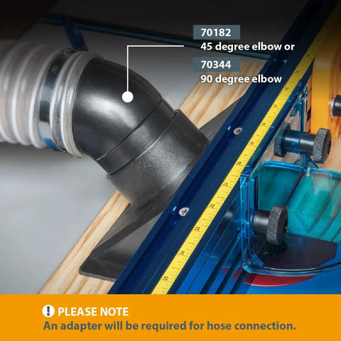 Router Table Dust Port 2.5 Inch ID And 6.5 Inch Dust Collection Adapter for router table fence with 45 or 90 degree elbow.