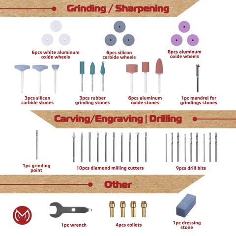 476 Piece Rotary Tool Accessories Kit With 1/8 Inch Shank for grinding, carving, and engraving with various attachments displayed