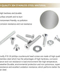 Badass 142 Piece Stainless Steel Screw Assortment Kit with flat washers, hex nuts, and Phillips countersunk screws.