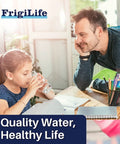 Father watches daughter drink water, promoting Solid Refrigerator Water Filter Replacement 3 Pack For EPTWFU01 EWF02 Pure Source Ultra II Ultra 2 SCWFTCTO GP006 EPTWFUO1 MR022 JO22 BO022 TH01 DE022 0.5 Micron Lead Free BPA Free NSF 42 372 Certified 1007 3 Pack.
