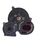 Front view of Beefed-Up Full Alloy 1/10 RC Car Transmission Case Gearbox Assembled For Axial SCX10 SCX10 II 90047 with titanium finish.