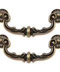 Two Pack Dresser Drawer Handles Heavy Duty Zinc Alloy Bronze Finish Vintage Floral Ornate Cabinet Pulls 6 Inch Center To Center