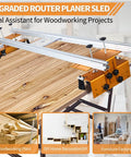 Slab Flattening Router Sled, 58 Inch Adjustable Planing Jig for woodworking on large wooden slab, DIY friendly orange tool