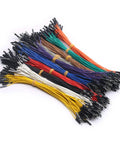 DuPont Jumper Wire Ribbon Cable Set, 50 Multicolored 20cm Cables, 50 Pieces, Male To Female Headers, shown in vibrant colors