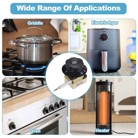 Temperature Control Switch 250V 25A Capillary Thermostat For Ovens Fryers Refrigerators And Heaters 60-200C Range 0.7m Capillary Easy Install Durable Kitchen Equipment Controller used in oven, fryer, heater and griddle