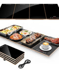 Electric Warming Tray 4 In 1 Food Warmer For Parties And Buffets with modular glass panels and steaming dishes on top