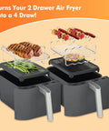 Dual Basket Air Fryer Accessories Set Of 10 For Dual Zone 8 Quart And Larger Fryers DZ201 DZ401 with racks and skewers