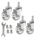 Heavy Duty 2 Inch PU Rubber Swivel Caster M8 Threaded Stem Rolls Like A Champ Across Wood Floors Chrome Plated Bracket with installed hardware