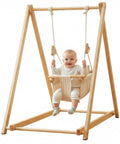 Canvas Indoor Outdoor Baby Swing For Infants To Toddler With 3 Point Safety Belt Soft Cushioned Seat And Beech Wood Dowels Durable Hammock Chair