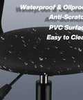 Close-up of Heavy Duty Shop Stool With Backrest For Garage And Workshop, showing waterproof PVC seat with 360 degree swivel.