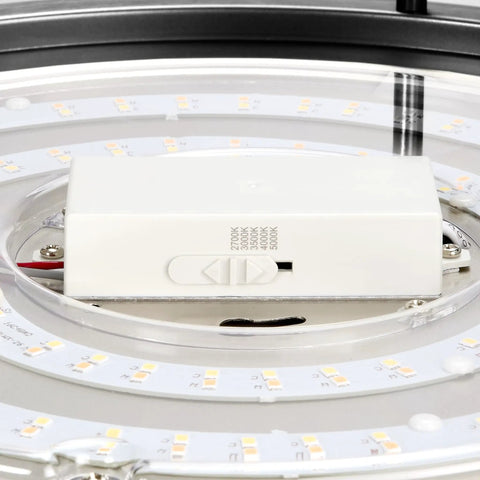 Close-up of adjustable CCT selector on 14 Inch LED Flush Mount Ceiling Light Fixture With 5 CCT Selectable 2700K To 5000K
