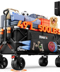 49 Inch Collapsible Heavy Duty Wagon With 500 Pound Capacity All Terrain Wheels loaded with sports gear and pet
