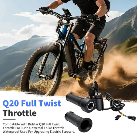 Full Twist Throttle For 3 Pin Universal Ebike And Scooter Upgrade, Waterproof And Plug And Play, Compatible With Ridstar Q20 Series, Q20 Lite Pro H20 Pro E Bikes And Trikes, Durable Throttle Replacement