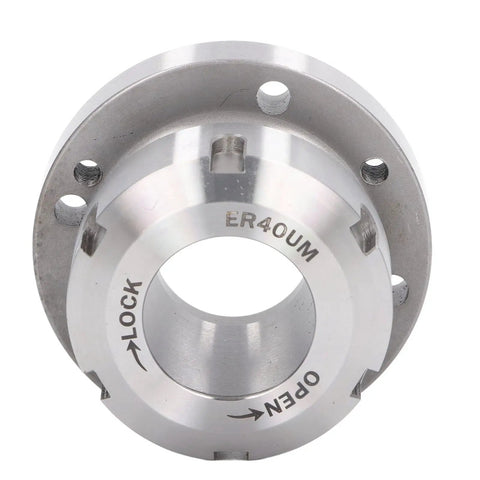 Heavy Duty ER40 Collet Chuck Carbon Steel 80mm Diameter Clamping Adapter close-up view showcasing the locking mechanism.