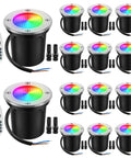 Low Voltage RGBW Landscape Lights 12W 14 Pack With Connectors For Outdoor Pathway Garden Yard Fence Deck IP67 Waterproof set